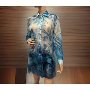 Diane gilman silk blouse small Sheer Organza Floral